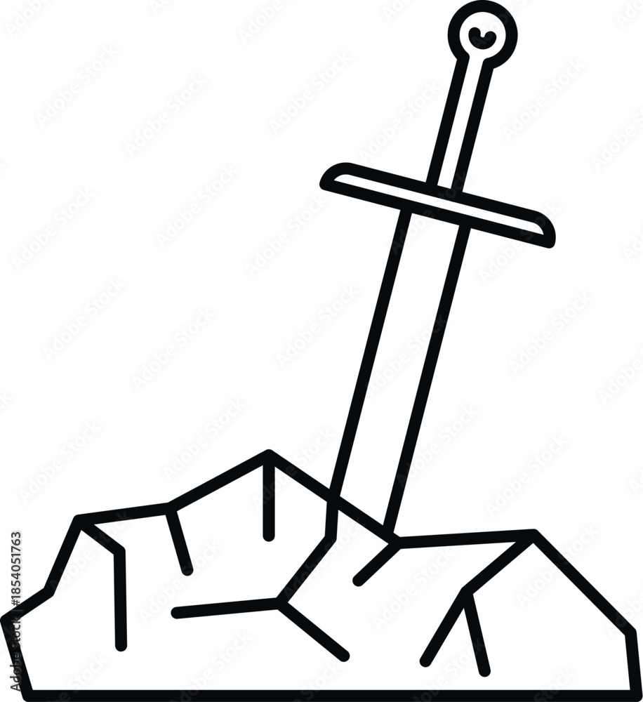 Obraz premium Sword in a stone representing destiny and power