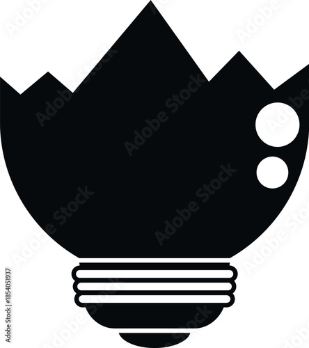 Broken eggshell forming a light bulb, concept for creativity and innovation