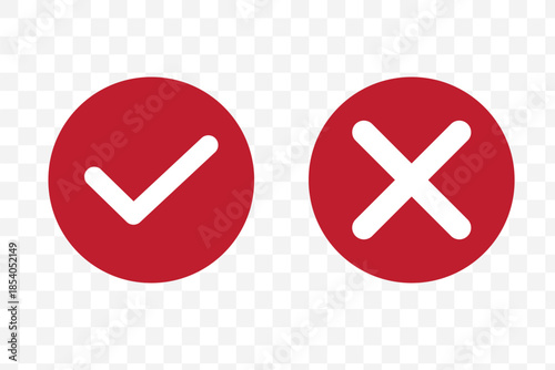 Check mark icons. green check mark and red cross mark icon set. green tick and red x. Symbols of approval and Decline icon vector.