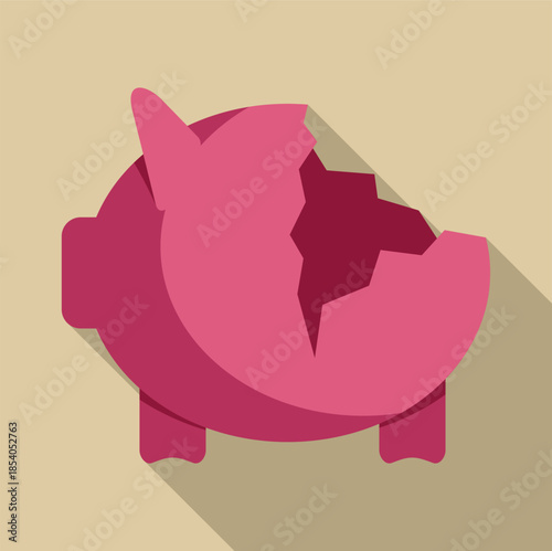 Broken pink piggy bank showing empty savings and financial difficulties