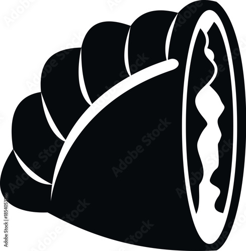 Stuffed pastry snack food icon in black and white style