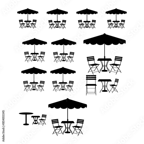 table , chair and embrulla concept of vacation icons set