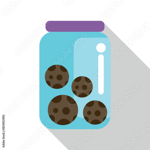 Cookie jar with chocolate chip cookies representing sweet snack or dessert