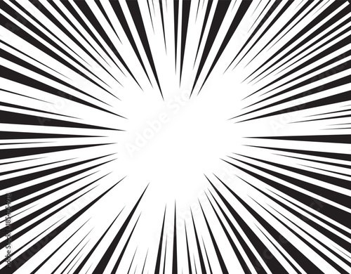 Manga comic explosion, motion or movement effect, vector background. Manga anime cartoon radial speed lines and abstract pattern for comic book burst, flash ray or explode bang action
