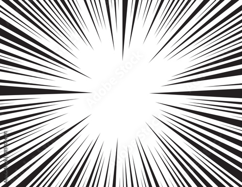 Manga comic explosion, motion or movement effect, vector background. Manga anime cartoon radial speed lines and abstract pattern for comic book burst, flash ray or explode bang action