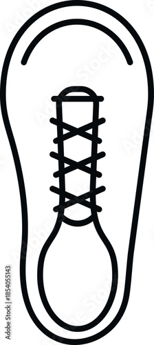 Sneaker shoe with laces showing the footwear from a top perspective illustration