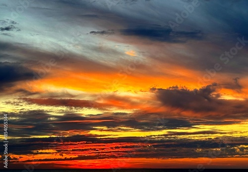 Картината върху платно Sunset sky ominous dark red clouds