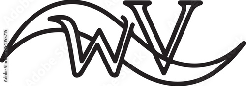 Elegant Wave WV Logo Design with Stylized W and V Letters. Modern Abstract Monogram Vector Illustration for Branding and Identity