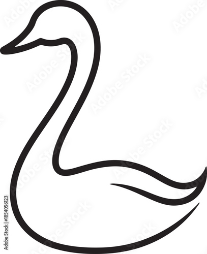 Minimalist Swan Line Art Vector – Elegant Bird Emblem for Logos, Tattoos, and Graphic Design. Vector illustration