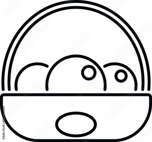 Basket holding fresh eggs, easter traditions and harvest symbol