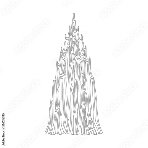 Monochrome abstraction of a stylized tree with intricate bark patterns