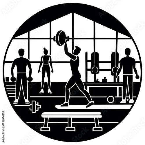 illustration of a man exercising with dumbbells