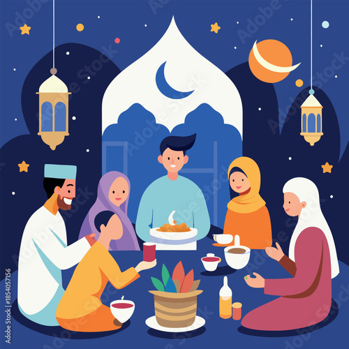 A festive and heartwarming scene of Muslim 