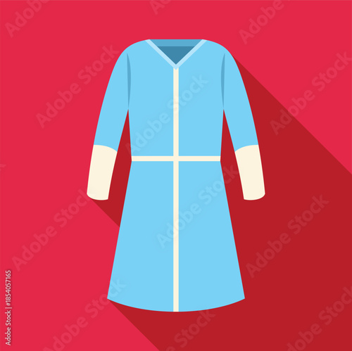 Medical gown vector illustration with long shadow on a red background