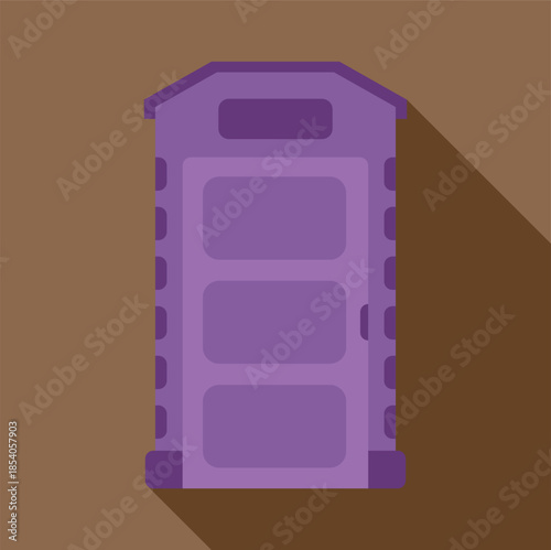 Purple portable toilet offering temporary public restroom facilities for outdoor events