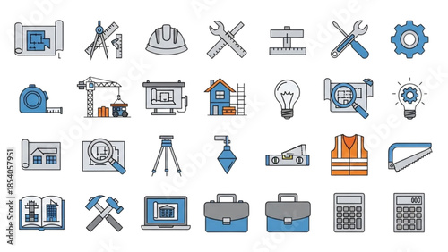 Collection of various tools and equipment icons in a grid layout