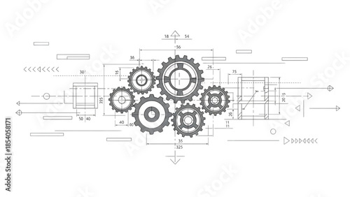 Mechanical Gears Interconnected in Complex System Design
