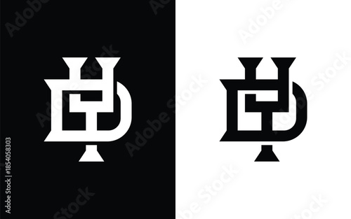 Minimalist DT letter monogram design in black and white style, suitable for branding concepts, apparel graphics, posters, and modern graphic design applications
