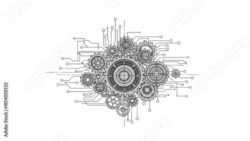 Intricate Mechanical Device with Gears and Cogs in a Complex System