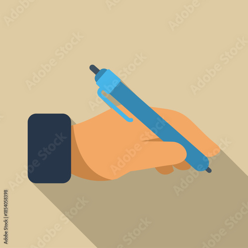 Hand holding a pen, illustrating concepts of signing and writing