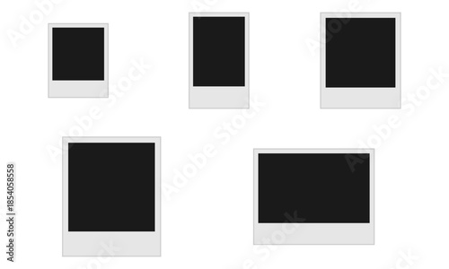 blank polaroid frame set with different size, vector illustration isolated on white background.