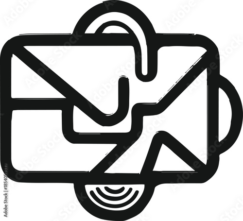 Envelope and Briefcase Abstract: An abstract illustration representing an envelope and a briefcase, designed with minimalist lines, suitable for business or communication themes.