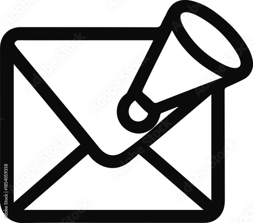 E-mail Announcement Icon: A bold icon symbolizes a digital message, coupled with a megaphone. It represents communication and promotion.