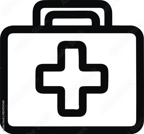 First Aid Kit: A minimalist illustration of a first aid kit, embodying the essence of healthcare, preparedness, and safety.