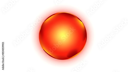 Free Download Vibrant glowing abstract red orb with radiant yellow core isolated on white. - GFXLoad