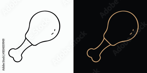 Chicken Drumstick Line Icon – Food Symbol