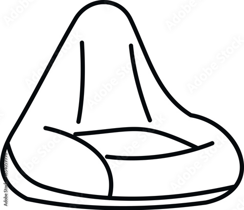 Beanbag chair offering soft comfort and relaxation, presented as a black line drawing