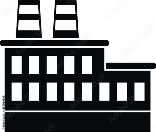 Factory building icon representing industrial production and manufacturing process