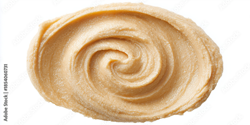 Fototapeta premium Smooth and creamy swirl of peanut butter on a white background