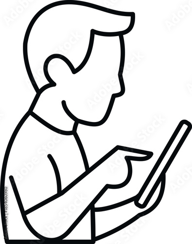 Person interacting with a mobile phone screen, connecting to internet and technology