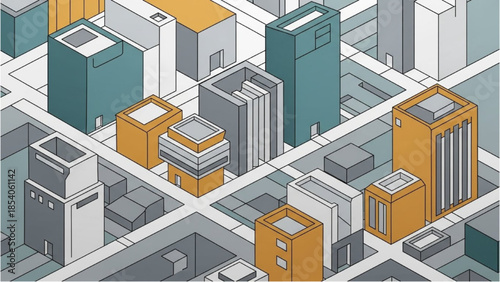 Aerial view of an urban landscape with modern buildings and infrastructure