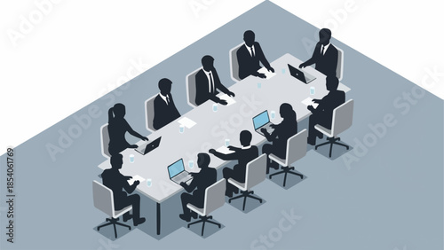 Business Professionals in Meeting Around Table.