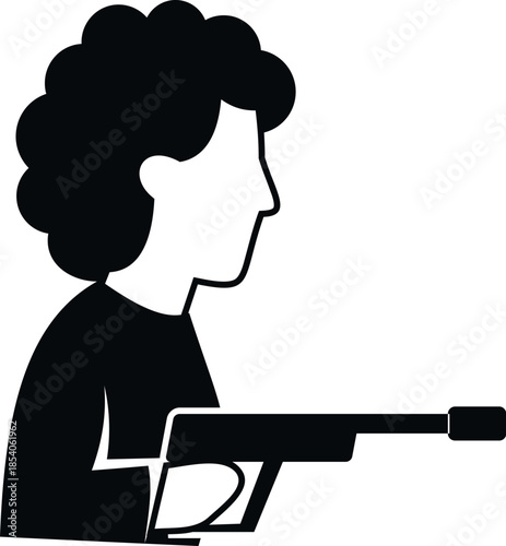Person icon with gun participating in a shooting game or activity