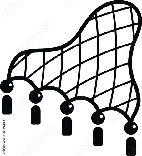 Decorative valance showcasing a mesh pattern and multiple hanging tassels