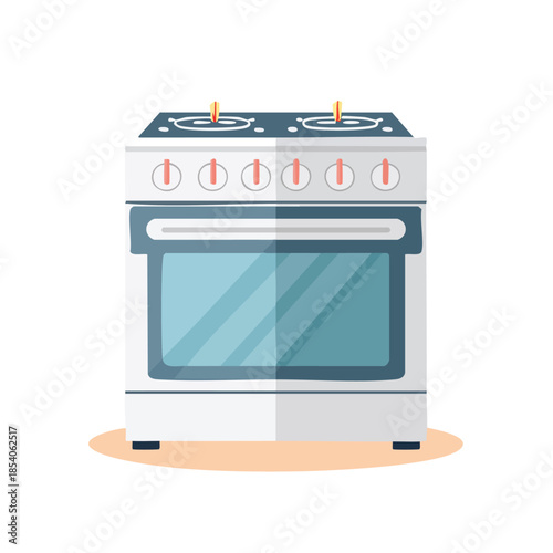 Modern kitchen stove with oven and stovetop, appliance for cooking and baking