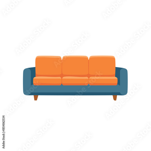 Modern orange and blue sofa, a comfortable seating furniture for home interior