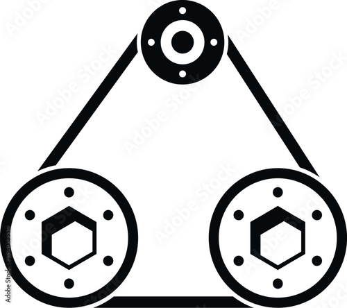 Timing belt driving three pulleys for power transmission