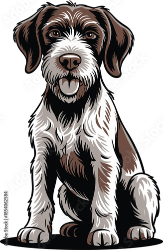 Cute cartoon a illustrator vector German Wirehaired Pointer