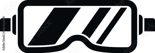 Black and white illustration showing protective eyewear for winter sports