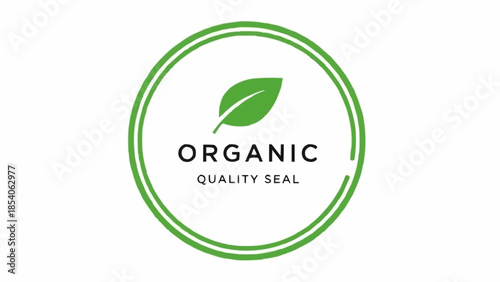 Organic Quality Seal Green Circle Logo Design.