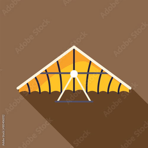 Yellow hang glider icon styled with a long shadow