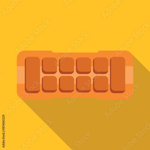 Orange ice mold for making water cubes on a yellow background