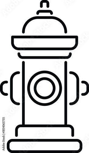 Fire hydrant line art icon symbolizing public safety and water access for emergencies