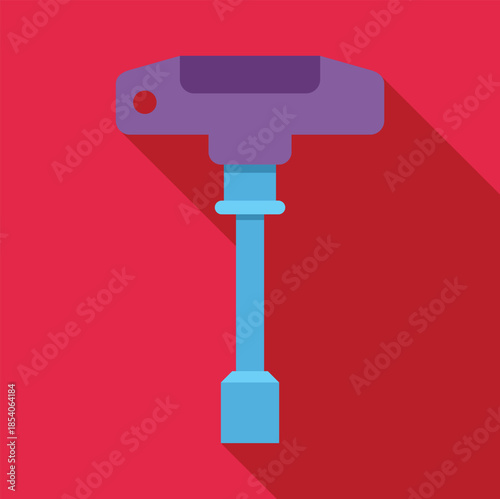 T handle socket wrench tool for mechanical tasks on a red background