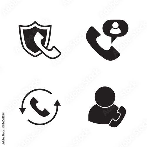 Solid Icons for Secure User Profile and Redo Calls