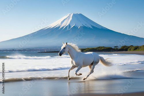 A thoroughbred sprinting at full speed.